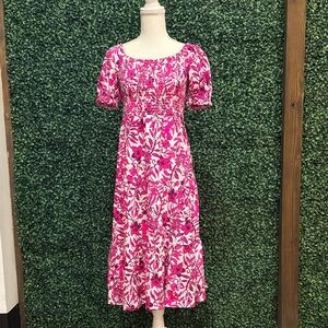 Lilly Pulitzer Pink and White Floral Midi Dress